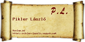 Pikler László névjegykártya